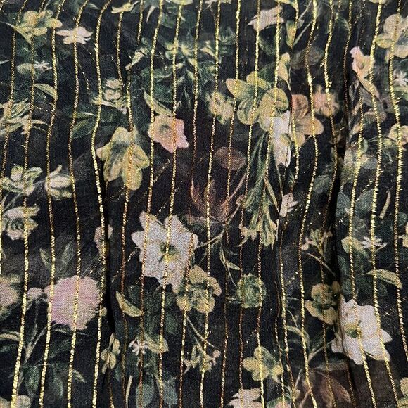 NWT Rococo Sand Flora Floral Handmade High Low Maxi Metallic Thread Dress Large - Picture 13 of 16